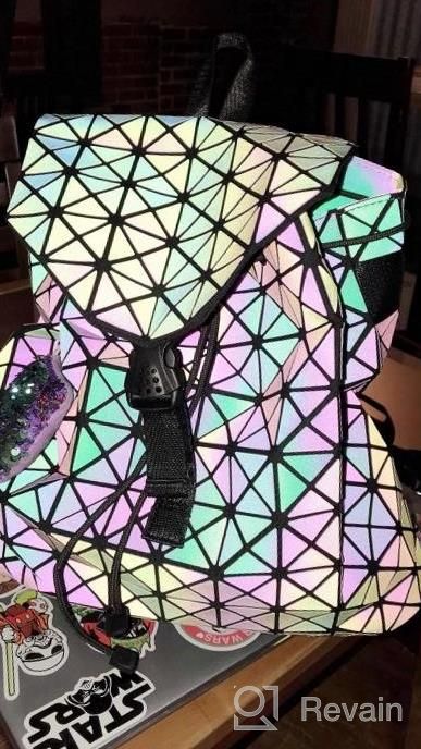 img 1 attached to Holographic Reflective Backpack With Stacked Tower Pattern By HotOne: The Ultimate Fashion Backpack review by Hannah Turner