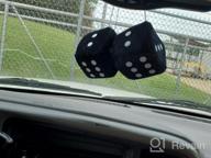 img 1 attached to Black Plush Car Hanging Fuzzy Dice - Zone Tech Decorative Mirror Dice Pair With White Dots, 3 Inches review by Kevin Ballard