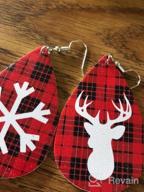 img 1 attached to 4 Pairs Red and White Merry Christmas Theme Teardrop Leather Drop Earrings featuring Snowflake, Reindeer, Snowman, and Kilt Grid Print Patterns - Dangle Xmas Jewelry for Women and Girls (B white) review by Becky Haferkamp