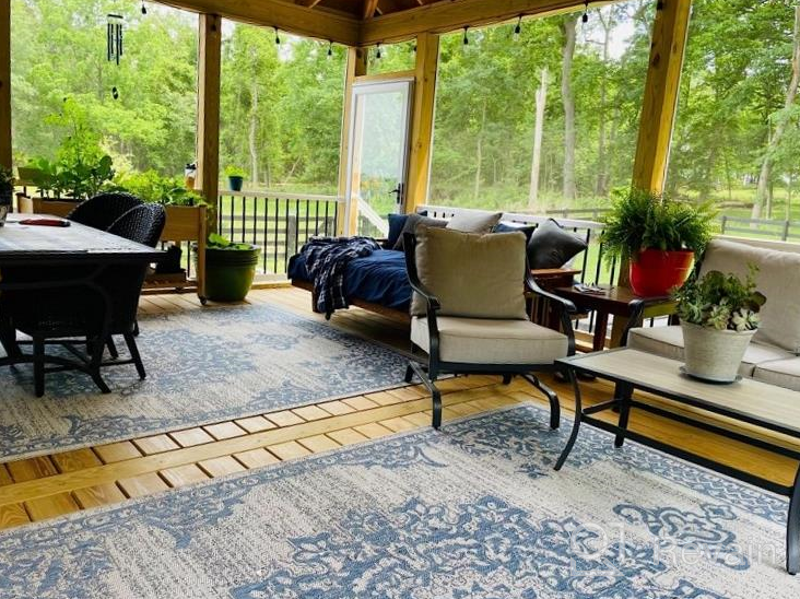 img 1 attached to Stylish And Durable Nicole Miller New York Azalea Medallion Indoor/Outdoor Rug In Grey/Black, Sized 7'9"X10'2 review by Sara Davis