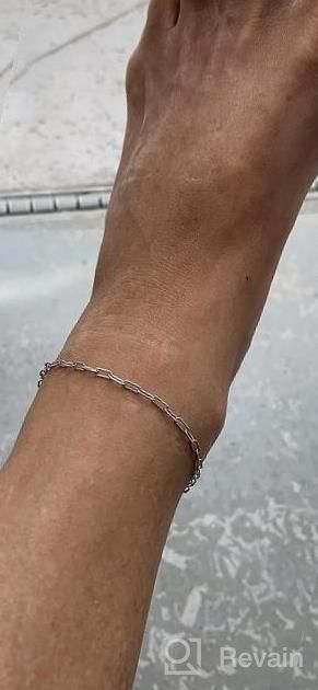 img 1 attached to 925 Sterling Silver White Gold Plated Anklet For Women - Stylish Solid Chain Options: Diamond-Cut Cuban, Figaro, Herringbone, Mariner, And Paperclip - Beach Jewelry By Milacolato review by Rachel Mitchell