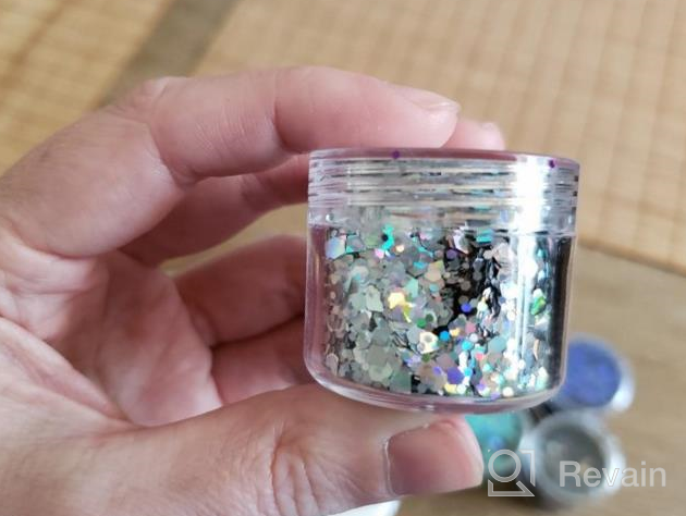 img 1 attached to Holographic Chunky Glitter Makeup Set - 12 Colors For Nails And Face - 11Oz Cosmetic Grade Festival Glitter (B) review by Paul Beach