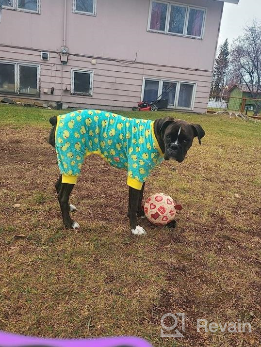 img 1 attached to Stretchable Yellow Duck Dog And Cat Pajamas For Small Dogs - Soft Material Dog Apparel For Comfy Sleepwear review by Tim Sterling