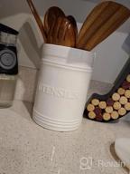 img 1 attached to Large Red Ceramic Utensil Crock Kitchen Jar Organizer Storage Caddy Silverware Holder Stove Top review by Marcus Munoz