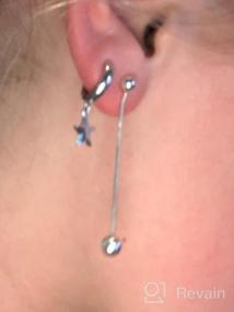 img 6 attached to Sterling Silver Huggie Hoop Earrings with Spike Star Ear Cuff - Delicate & Minimalist Earrings