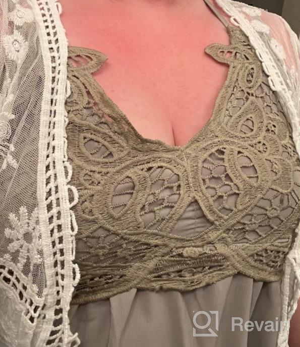 img 1 attached to Stylish Lace V-Neck Chiffon Cami Tank Top With Spaghetti Straps - Sleeveless Women'S Shirts By Feager review by Mike Rogers