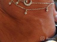 img 1 attached to Layered Anklet for Women - 925 Sterling Silver Moon and Star Ankle Bracelet, Adjustable Summer Beach Anklets Jewelry Gifts for Women, Wife, Girls - ATTRACTTO review by Gina Acevedo