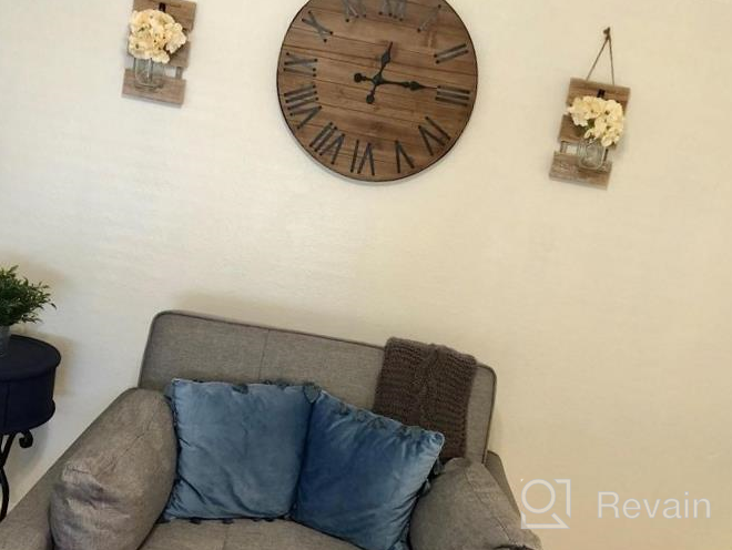 img 1 attached to 24-Inch Wooden Wall Clock With Roman Numerals - Silent Decor For Living Room, Kitchen, And Home Office review by Jordan Epps