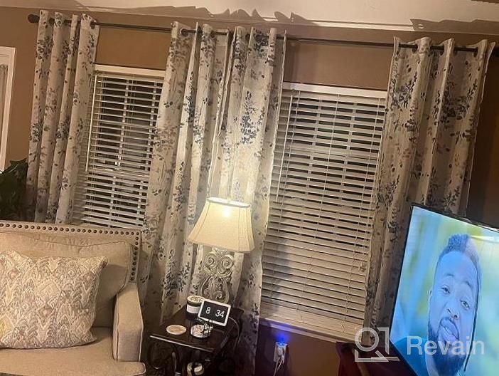 img 1 attached to Light Filtering Linen Sheer Curtains - 84 Inches Long, Rod Pocket Window Curtains For Living Room And Bedroom, Bluestone And Taupe Floral Print, Set Of 2 Panels By H.VERSAILTEX review by Katherine Hernandez