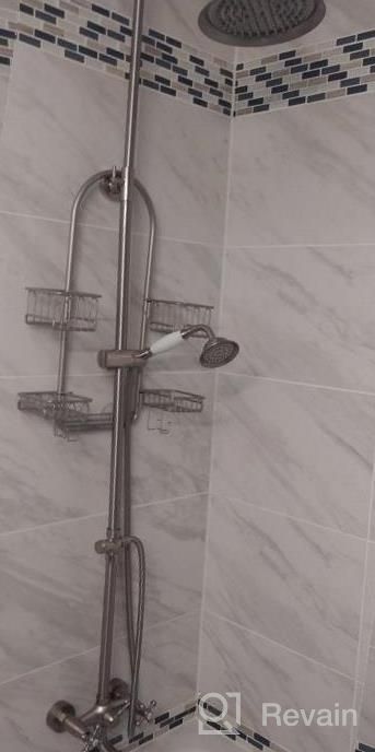 img 1 attached to Vintage Charm Meets Modern Functionality: Rozin Antique Brass Shower Faucet Set With Dual Handles, Bathtub Rainfall Shower Fixture, And Hand Shower review by Tim Nicholas