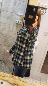 img 5 attached to Miusey Plaid Tunic Blouse With Roll-Up Sleeves And Button Down Front For Women - Casual Work Tops