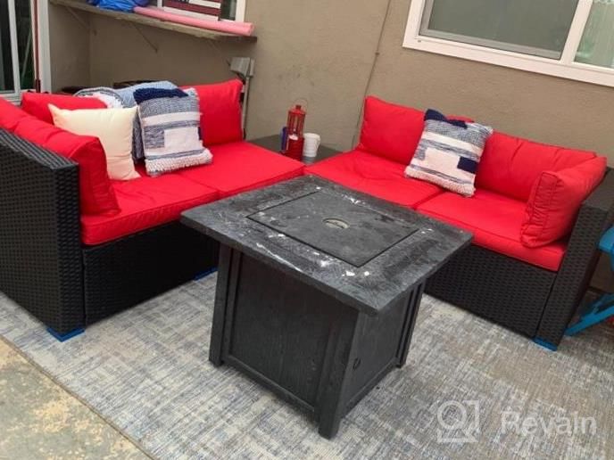 img 1 attached to 7 Piece Outdoor PE Rattan Wicker Sofa Set With Tea Table & Cushions - All Weather Sectional Patio Furniture Conversation Sets By Wonlink. review by Lisa Fugiel