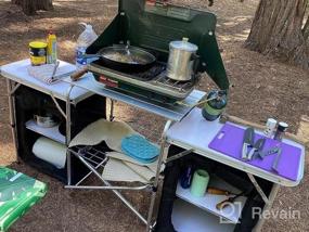 img 6 attached to Portable And Convenient: Goplus Folding Camping Kitchen Table With Storage, Windscreen, And Cook Station For Outdoor BBQ, Picnics & Parties