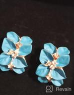 img 1 attached to 💐 Stunning Navachi 18k Gold Plated Enamel Flower Earrings with Colorful White Crystal Leaves & Omega Backs review by Amy Peterson