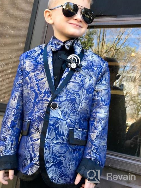 img 1 attached to 🌺 Stylish and Dapper: Boys' Boyland Floral Tuxedo Jacquard Jacket review by Cameron Kennedy