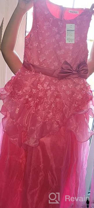 img 1 attached to Stunning NNJXD Princess Pageant Dresses for Girls - Sleeveless Embroidery Kids Prom Ball Gown review by James Yarbrough