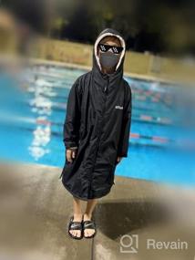 img 5 attached to Kids Swim Parka By Hiturbo - Waterproof Hooded Changing Robe With Sherpa Fleece Lining For Swimming And Surfing - Ideal For Children Aged 5-12 Years