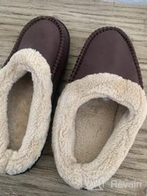 img 5 attached to Akk Mens Leather Slippers Comfy Handmade Stitch Slip-On House Shoes Warm Faux Fur Lined Rubber Sole Indoor Outdoor