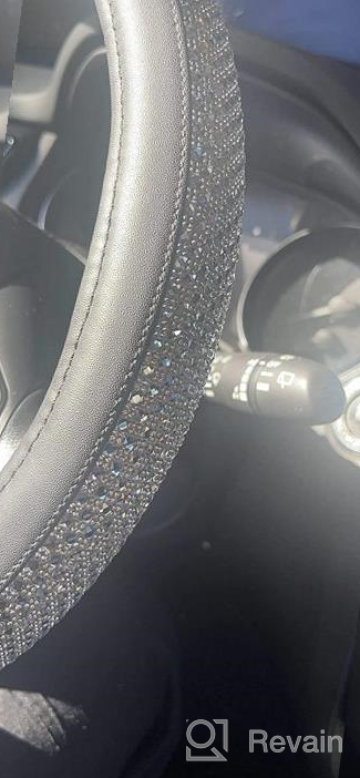 img 1 attached to Jumbo Crystal Rhinestone Steering Wheel Cover With Non-Slip Diamond Leather - Comfy And Sparkly - Universal 15 Inch - Red Color review by Ranjit Ghosh