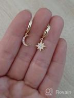 img 1 attached to 💫 Sparkling Sterling Silver Hoop Earrings with Reffeer Crystals: Star Moon Dangle Design for Women and Teen Girls review by Chantelle Mills