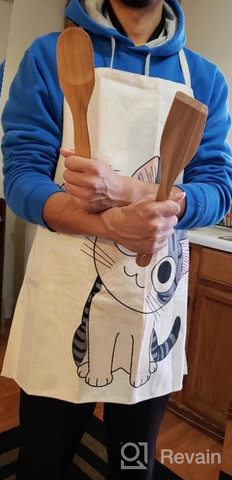 img 1 attached to Cute Cartoon Cat Apron For Kids - Japanese Style Cotton Kitchen Baking Apron By Phantomon review by Mitch Warner
