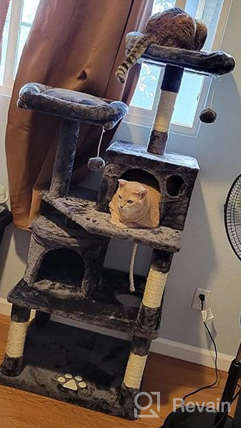 img 1 attached to 🐱 Ultimate Cat Playground: BEWISHOME Cat Tree with Scratching Posts, Condos, Perches, Balls, Hammock – Brown MMJ01Z review by Brian Elliott