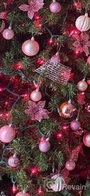 img 6 attached to Набор украшений для рождественских шаров из розового золота - 86 предметов, небьющиеся украшения для деревьев, домашних вечеринок, праздников, гирлянд и венков. В комплекте крючки для подвешивания.