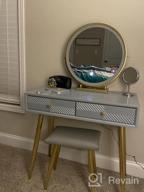 img 1 attached to Get Glamorous: YOURLITE Makeup Vanity Table With Adjustable Lighted Mirror And Cushioned Stool For Small Spaces review by Linda Peoples