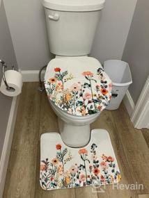 img 5 attached to Дополните свой образ ванной комнаты нашим набором цветочных ковриков для ванной из 3 предметов - мягким, впитывающим и нескользящим