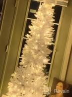 img 1 attached to 7.5Ft Prelit Pencil Christmas Tree - Warm White & Multi-Color Lights, Foldable Metal Stand, Alpine Slim Holiday Decoration For Xmas Home/Office/Party review by Jeff Robeson