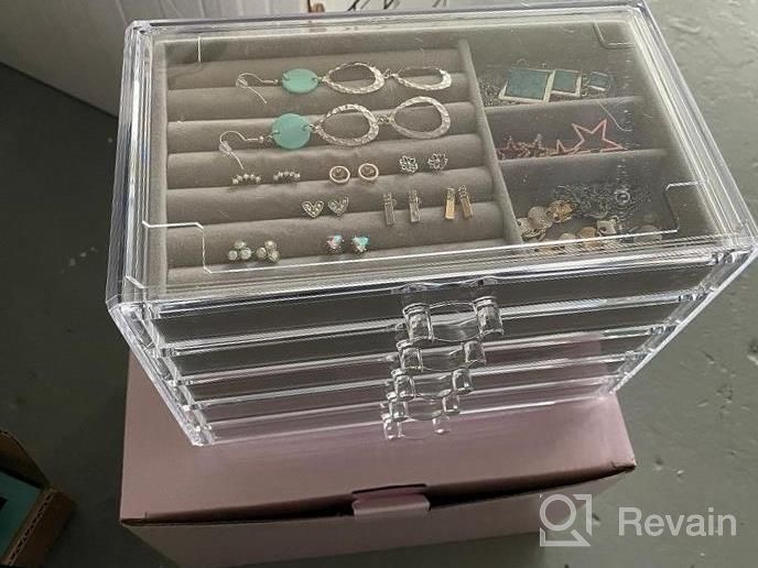 img 1 attached to Misaya Large Acrylic Earring Jewelry Organizer With 4 Drawers - Perfect Birthday & Christmas Gift! review by Adam Nelson