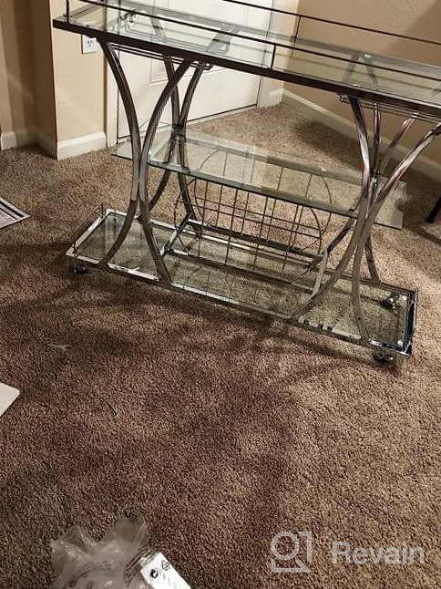 img 1 attached to HOMYSHOPY Bar Serving Cart With Glass Holder And Wine Rack, 3-Tier Kitchen Trolley With Tempered Glass Shelves And Chrome-Finished Metal Frame, Mobile Wine Cart For Home (Silver) review by Dang Reid