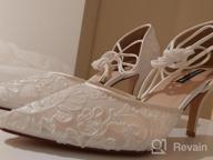 img 1 attached to Ivory Lace Mesh Wedding Shoes: Comfortable Mid Heel, Ankle Strap, Pointy Toe Pumps review by David West