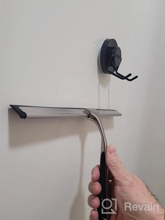 img 1 attached to 🚿 Leverloc Stainless Steel Shower Squeegee - 12 Inch with Suction Cup Hook Holder & Microfiber Cloth - Ideal for Glass Doors, Mirrors, Car Windows, and Bathrooms review by Alonzo Wilkins