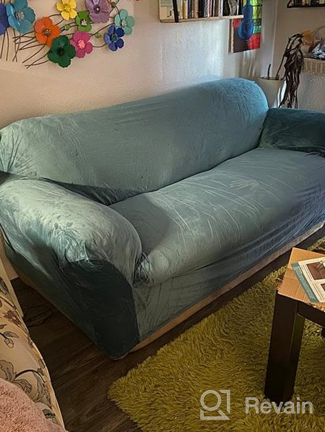 img 1 attached to Protect Your Sofa With Turquoize Velvet Stretch Couch Covers - Form Fit Slipcover For 3 Cushion Sofa, Thick And Soft Furniture Protector - Ideal For Pet Owners, Machine Washable (Gray, Sofa) review by Chris Tardy