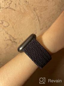 img 5 attached to Elastic Nylon Band for Apple Watch 38mm/40mm (Apple Watch) / Fabric Woven Mono Bracelet Size L (145mm), Black