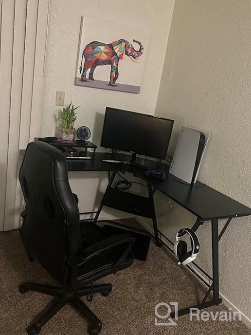 img 1 attached to Coleshome L Shaped Gaming Desk: 51'' Computer Corner Desk with 2 Monitor Stands, Home Office Desk featuring Hook and Cup Holder – Space Saving & Easy Assembly review by Chris Pinkston