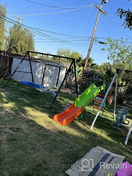 img 1 attached to 10ft Freestanding Climber and Swingset for Backyard Fun - Outdoor 🧗 Play Set with Jungle Gym and Above Ground Pool Slide, Perfect for Kids review by Davon Clark