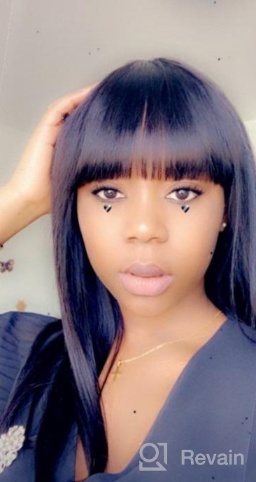 img 1 attached to 👩 Pizazz 9A Lace Front Human Hair Wigs for Black Women - 150% Density Remy Brazilian Straight Human Hair Wigs with Bangs review by Robert Lewis