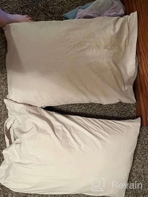 img 1 attached to EASELAND Cooling Bed Pillows [Queen Size Set Of 2] - Soft Luxury Hotel Gusseted Pillows For Sleeping, Premium Bamboo Rayon & Cooling Fabric Cover review by Joshua Sarma