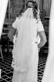 img 5 attached to Stunning 2-Tier Bridal Veil With Elegant Eyelash Lace Trim & Comb By BEAUTELICATE