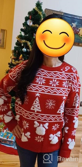 img 1 attached to Comfy Crewneck Long Sleeve Knitted Christmas Pattern Sweater For Women By Miessial review by James Cowan