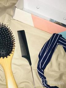 img 5 attached to Boar Bristle Hairbrush Set For Women Men Kids - 3 Pcs Wooden Paddle Brush & Tail Combs, Reducing Frizz On Long Thick Thin Curly Natural Hair Gift Care Package