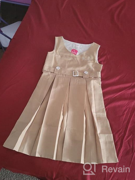 img 1 attached to 🏽 Khaki School Dress for Girls with Button Back and Pleated Hem - Available in Sizes 6-14 review by April Williams