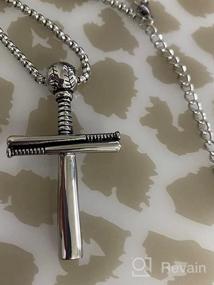 img 6 attached to HZMAN Baseball Bat Cross Necklace - Stainless Steel 🔨 Pendant for Baseball Fans, Available in Large and Small Sizes