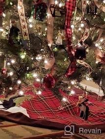 img 6 attached to Обновите свой рождественский декор с помощью деревенской клетчатой ​​юбки HAUMENLY'S с вышивкой черного лося и коричневой каймой из искусственного меха - 48 дюймов