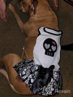 img 1 attached to Stylish And Chic Petitebella Black Skull Face Dog Dress - Perfect For Puppies And Small Dogs (White/Damask, Medium) review by Dion Jeep