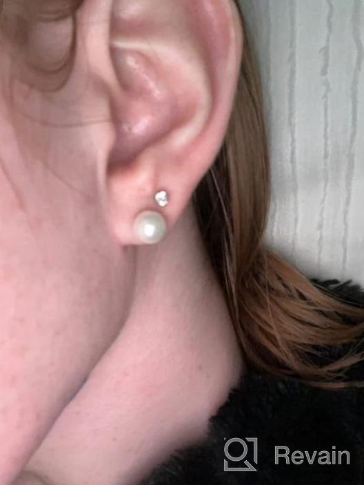 img 1 attached to Titanium Pearl Stud Earrings with Pink Simulated Shell Pearls - Hypoallergenic for Women and Girls 💎 with Sensitive Ears - Includes Pure Titanium Earring Backs - Available in 6mm and 8mm Rounds from TGNEL review by Curtis Sherman