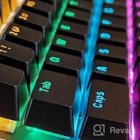 img 7 attached to Игровая клавиатура LeadsaiL Компактная механическая клавиатура без ключа, плавающая клавиатура с RGB-радужной светодиодной подсветкой и синим переключателем, 87 клавиш с защитой от ореолов, эргономичная, водостойкая для Windows PC / Mac Gaming