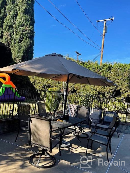 img 1 attached to PHI VILLA 15Ft Large Patio Umbrellas With Base Included, Outdoor Double-Sided Rectangle Market Umbrella With Crank Handle, For Pool Lawn Garden, Blue review by Angela Anderson